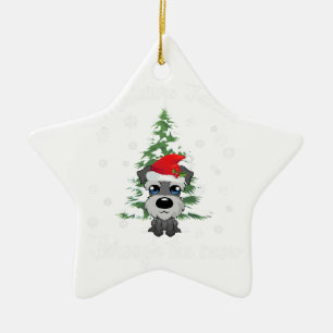 Miniature Schnauzer Through Snow   Christmas Dog Ceramic Tree Decoration