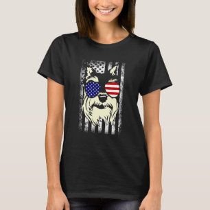 Miniature Schnauzer Usa Flag Schnauzer Dog Sunglas T-Shirt