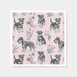 Miniature Schnauzer Vintage Pink Toile de Jouy Napkin