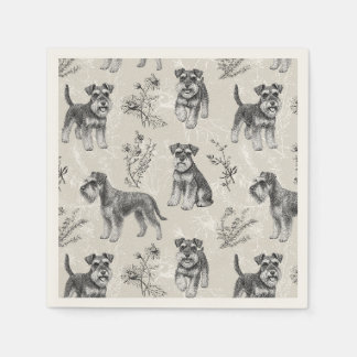 Miniature Schnauzer Vintage Sepia Toile de Jouy Napkin