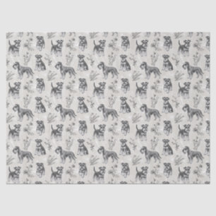 Miniature Schnauzer Vintage Sepia Toile de Jouy Tissue Paper