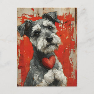 Miniature Schnauzer Vintage Valentine's day  Postcard