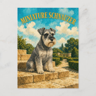 Miniature Schnauzer, Vintage Watercolor Dog Art Postcard