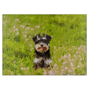 Miniature Schnauzer Water Colour Art Painting Cutting Board