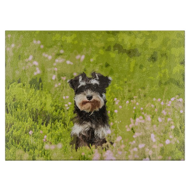 Miniature Schnauzer Water Colour Art Painting Cutting Board (Front)