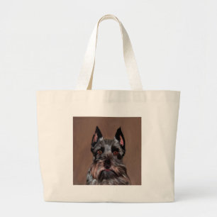 Miniature Schnauzer Water Colour Art Painting Large Tote Bag