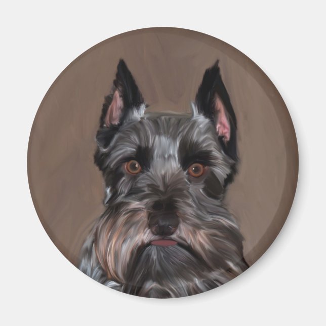 Miniature Schnauzer Water Colour Art Painting Magnet (Front)