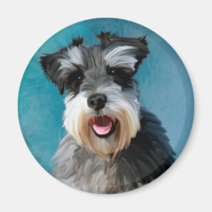 Miniature Schnauzer Water Colour Art Painting Magnet