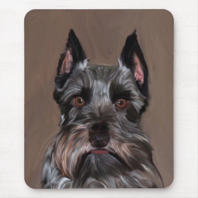 Miniature Schnauzer Water Colour Art Painting Mouse Mat (Front)