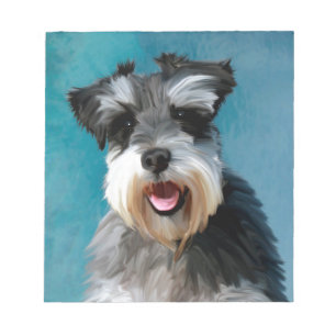 Miniature Schnauzer Water Colour Art Painting Notepad