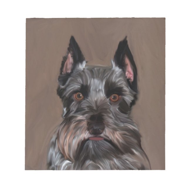Miniature Schnauzer Water Colour Art Painting Notepad (Front)