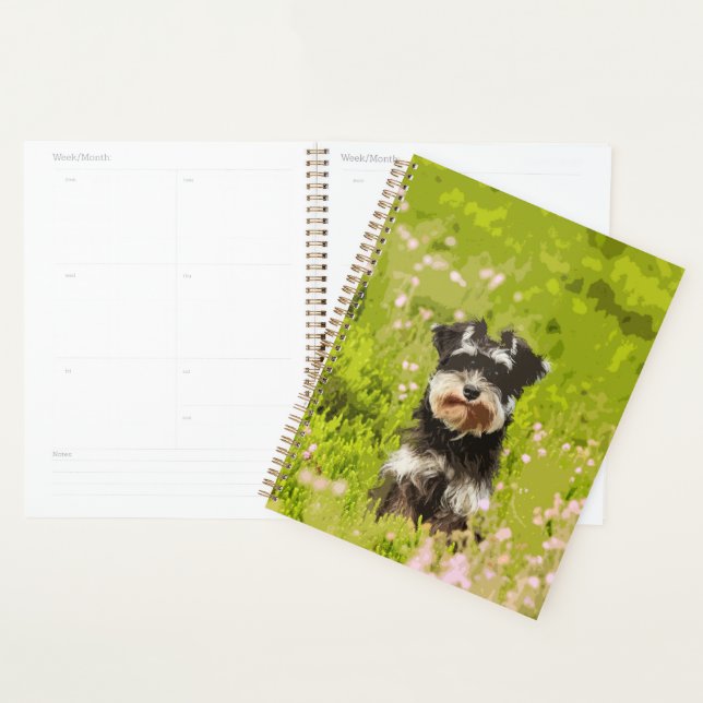 Miniature Schnauzer Water Colour Art Painting Planner (Display)