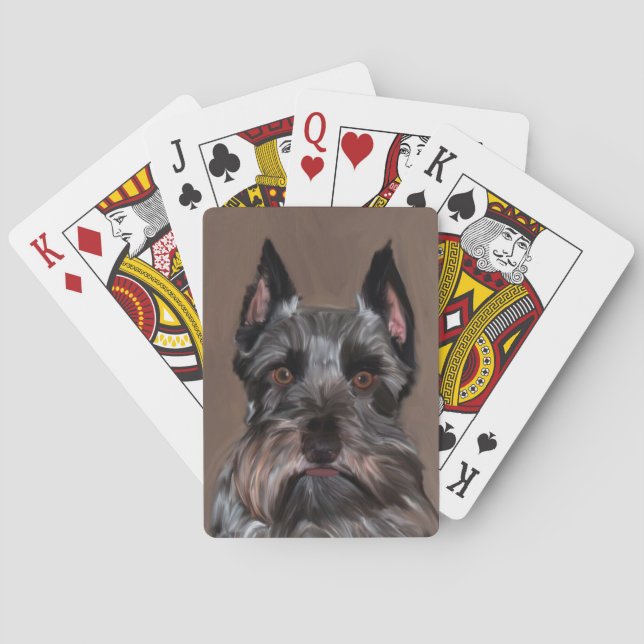 Miniature Schnauzer Water Colour Art Painting Playing Cards (Back)
