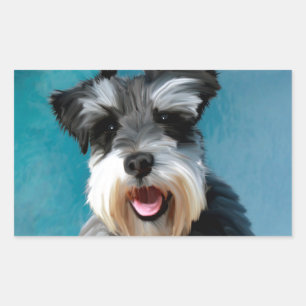 Miniature Schnauzer Water Colour Art Painting Rectangular Sticker
