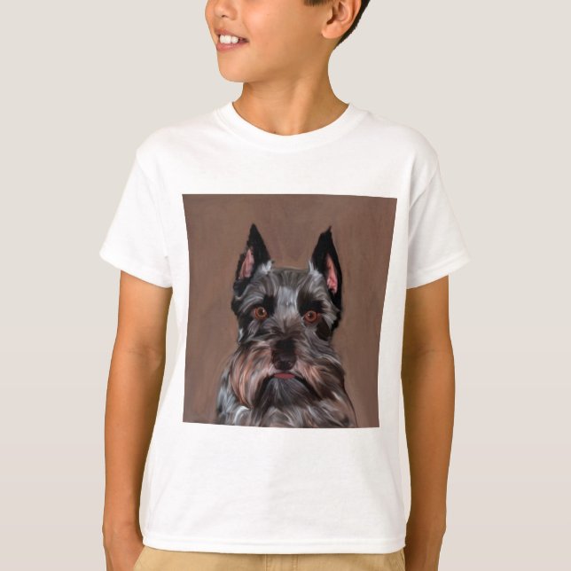 Miniature Schnauzer Water Colour Art Painting T-Shirt (Front)