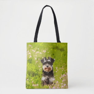 Miniature Schnauzer Water Colour Art Painting Tote Bag
