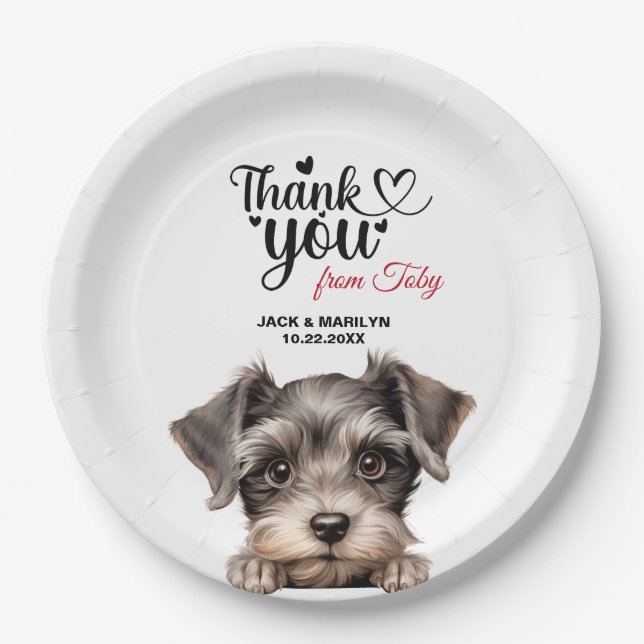 Miniature Schnauzer Wedding Thank You Paper Plate (Front)