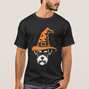 Miniature Schnauzer Witch Hat Spooky Halloween Dog T-Shirt