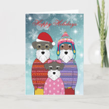 Miniature Schnauzers Christmas Family Portrait