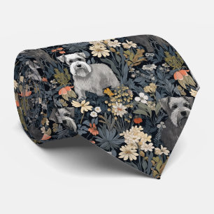 Miniature Schnauzers in a William Morris Garden Tie