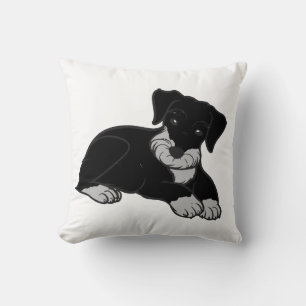 miniature schnuazuer black and silverr cartoon cushion