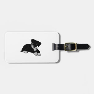 miniature schnuazuer black and silverr cartoon luggage tag