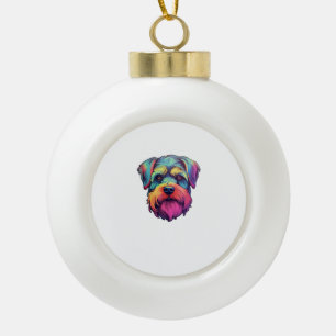 Miniature Shining Schnauzer Neon Retro Sticker Ceramic Ball Christmas Ornament