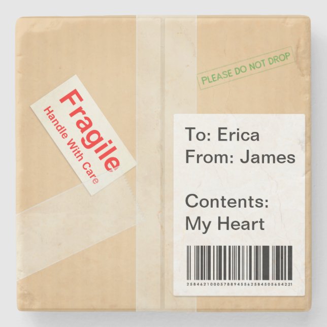 Miniature Shipping Box Cute Custom Text Stone Coaster (Front)