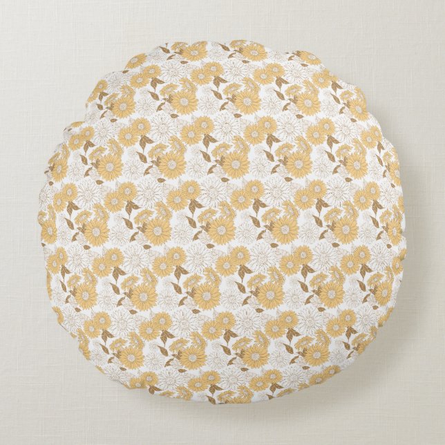 Miniature Sunflowers Pattern Round Cushion (Front)