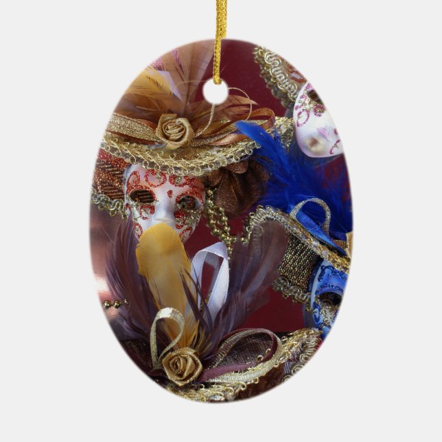 miniature Venetian masks Ceramic Tree Decoration (Front)