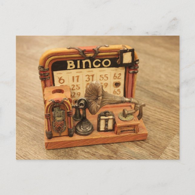 miniature vintage gramophone postcard (Front)