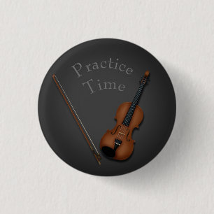 Miniature Violin & Bow Inside Personalised 3 Cm Round Badge
