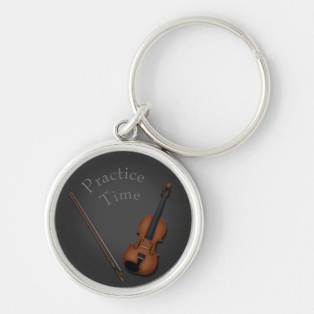 Miniature Violin & Bow Inside Personalised Key Ring (Front)