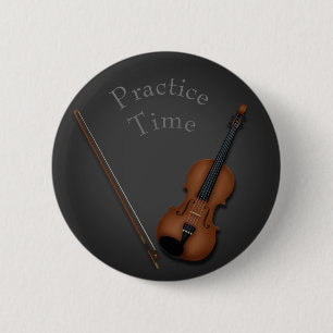 Miniature Violin & Bow Inside Personalized 6 Cm Round Badge