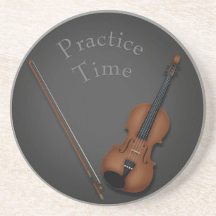 Miniature Violin & Bow Inside Personalized Coaster