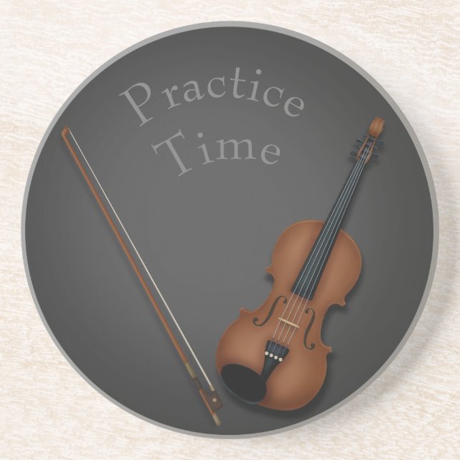 Miniature Violin & Bow Inside Personalized Coaster (Front)