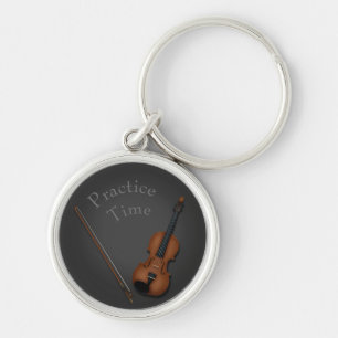 Miniature Violin & Bow Inside Personalized Key Ring