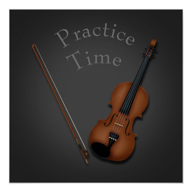 Miniature Violin & Bow Personalised Practice Room Poster (Front)
