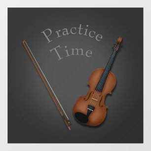 Miniature Violin & Bow Personalised Practice Room Window Cling
