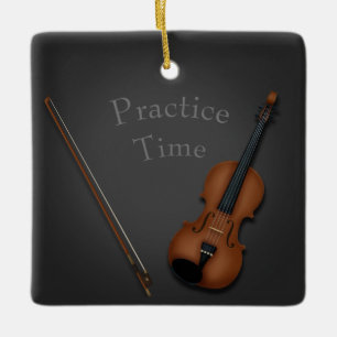 Miniature Violin & Bow Personalized Ceramic Ornament