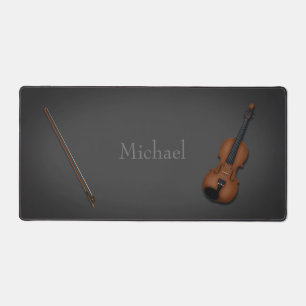 Miniature Violin & Bow Personalized Practice Room Desk Mat