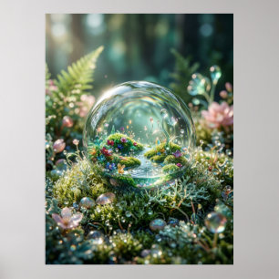 Miniature World Inside Dewdrop Poster
