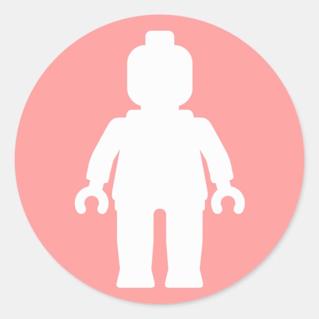 Minifig [White] by Customize My Minifig Classic Round Sticker (Front)