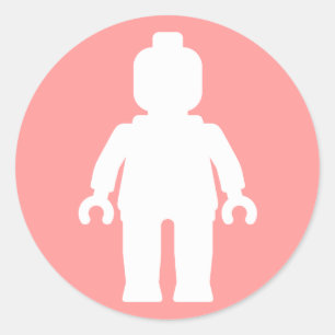 Minifig [White] by Customize My Minifig Classic Round Sticker
