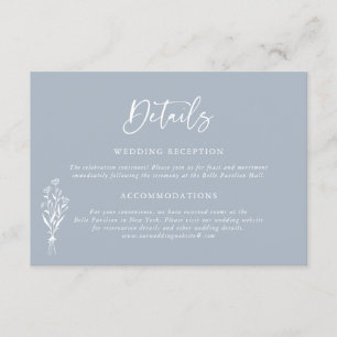 Minimailist Bouquet Dusty Blue Wedding Details Enclosure Card