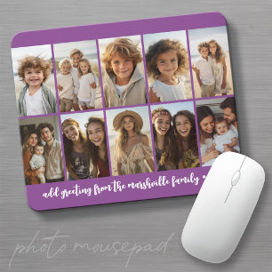 Minimal 10 Photo Collage - Basic Purple Grid Mouse Mat