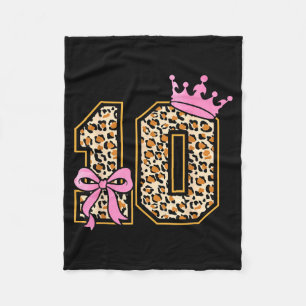 Minimal 10Th Birthday Girl Pink Coquette Fleece Blanket
