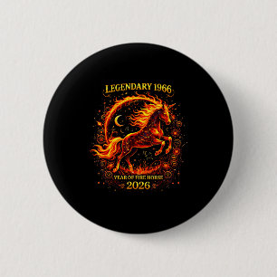 Minimal 1966 Year Fire Horse 60th 6 Cm Round Badge