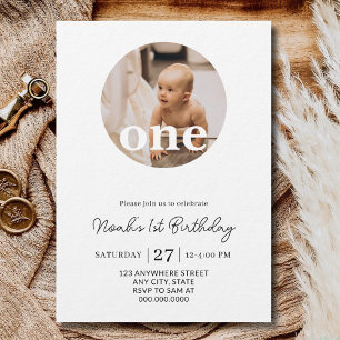 Minimal 1st Birthday Party Boy Girl First Birthday Invitation