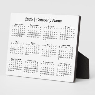Minimal 2025 Calendar Company Name Desktop Plaque